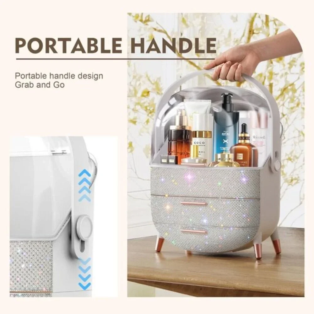 New Teen Girls Gift Makeup Organizer, Skincare & Jewelry Storage in Pearl White